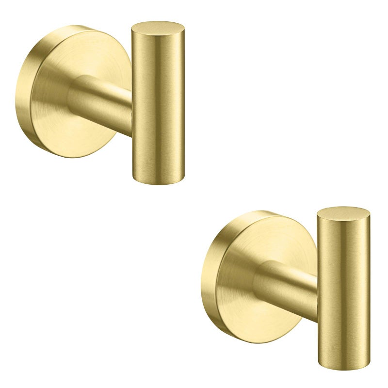 Nolimas Bathroom Towel Hooks SUS 304 Stainless Steel Coat Hook Round Clothes Towel Coat Robe Hook Cabinet Closet Door Sponges Holder for Bath Kitchen Garage Hotel,Wall Mounted,Brushed Gold,2Pack - Image 1